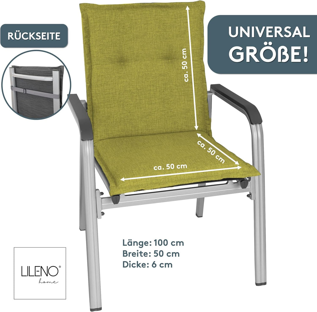 LILENO HOME Gartenstuhl Auflagen als [1er Set - Niedriglehner] in Apfelgrün - Bequeme Liegen als Sit