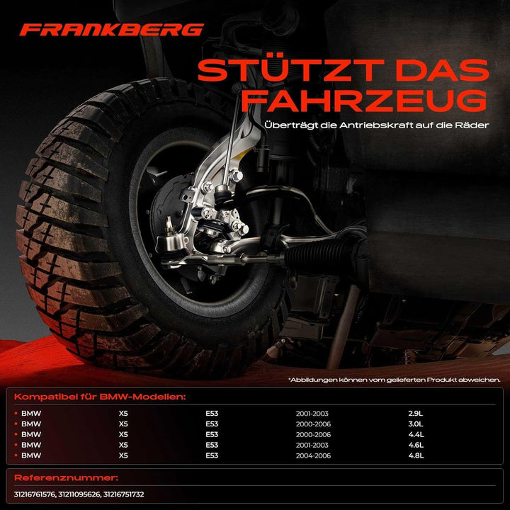 Frankberg 1x Achsschenkel Radaufhängung Vorne Rechts Kompatibel mit X5 E53 3.0L-4.8L 2000-2006 31211