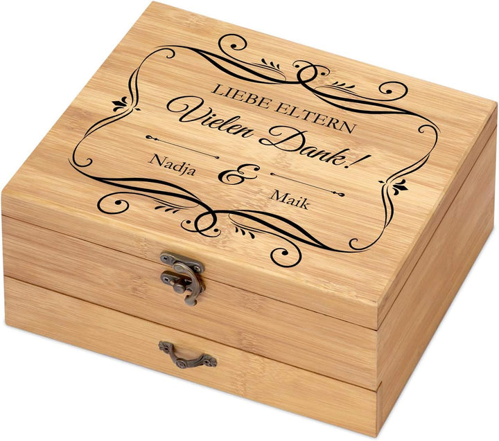 Maverton Weinöffner-Set personalisiert Weinset Sommelier Set - Geschenkbox Holzbox + 8er Weinzubehör