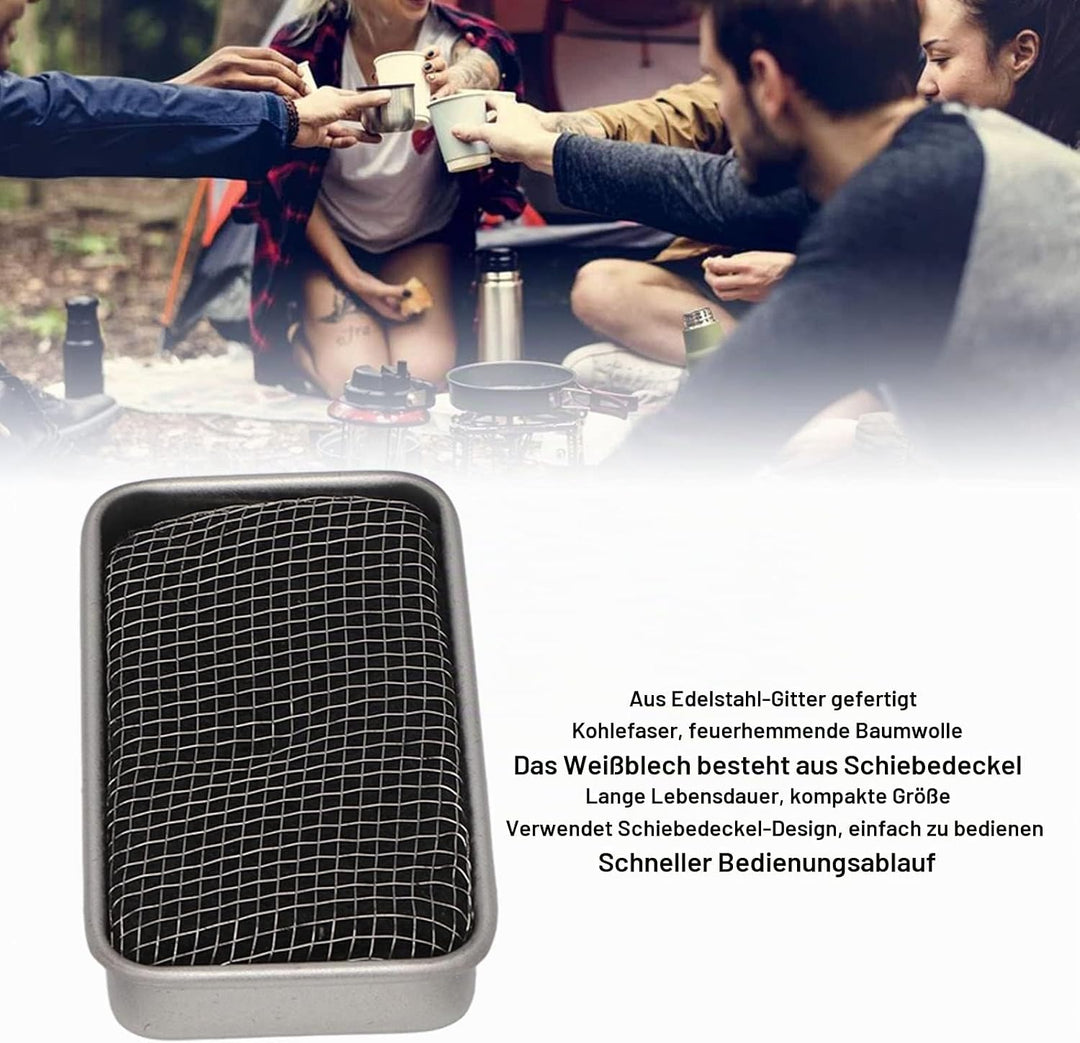 Campingkocher, Edelstahl Feuerfeste Baumwolle Weissblech Winddichter Spirituskocher Camping Kocher E