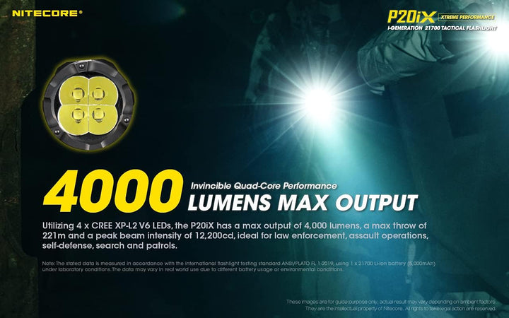 Nitecore P20iX - 4000 Lumen, integrierte Ladefunktion, inkl. Li-Ion Akku Single, Single