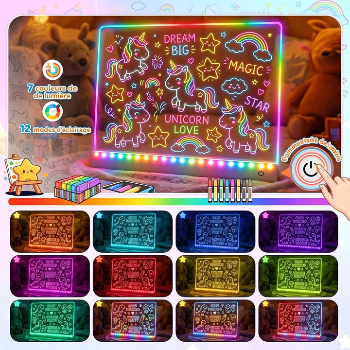 EUCOCO LED Zeichenbrett für Kinder, Geschenk Mädchen Junge 2 3 4 5 6 7 8 Jahre Kinder Spielzeug ab 2