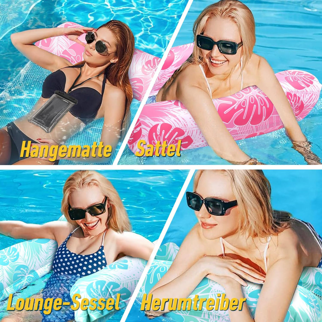 Wasserhängematte Erwachsene 2 Wasser Hängematte mit Netz 4 In 1 Luftmatratze Pool Luftmatratze Netz