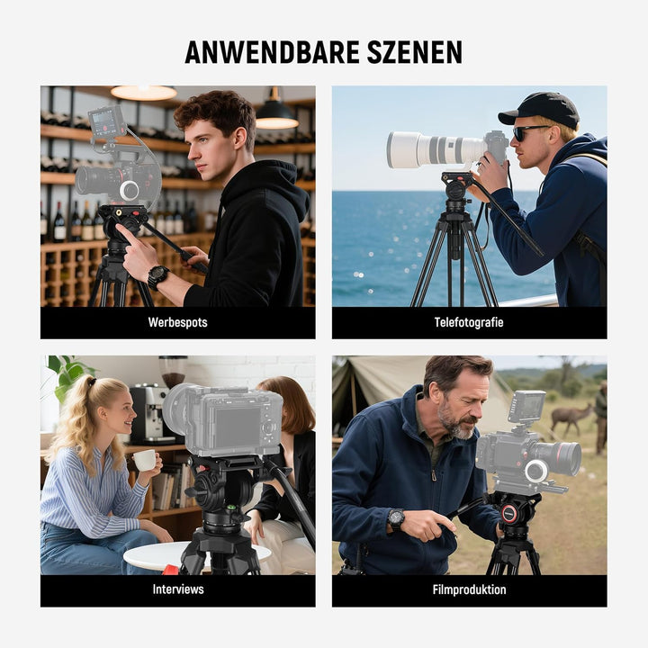 NEEWER Kamera Videostativ mit Fluidkopf Heavy Duty Leichter kompakter tragbarer Reisestativ für DSLR