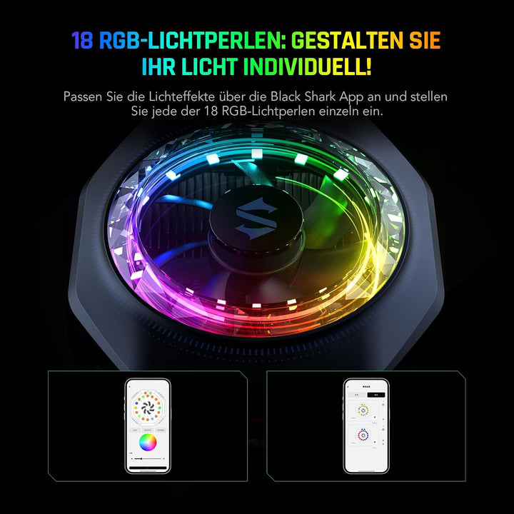 Black Shark 5 Pro Magnetischer Handykühler – 18 adressierbar RGB-LED-Lichter, Trennbarer Griff, APP-