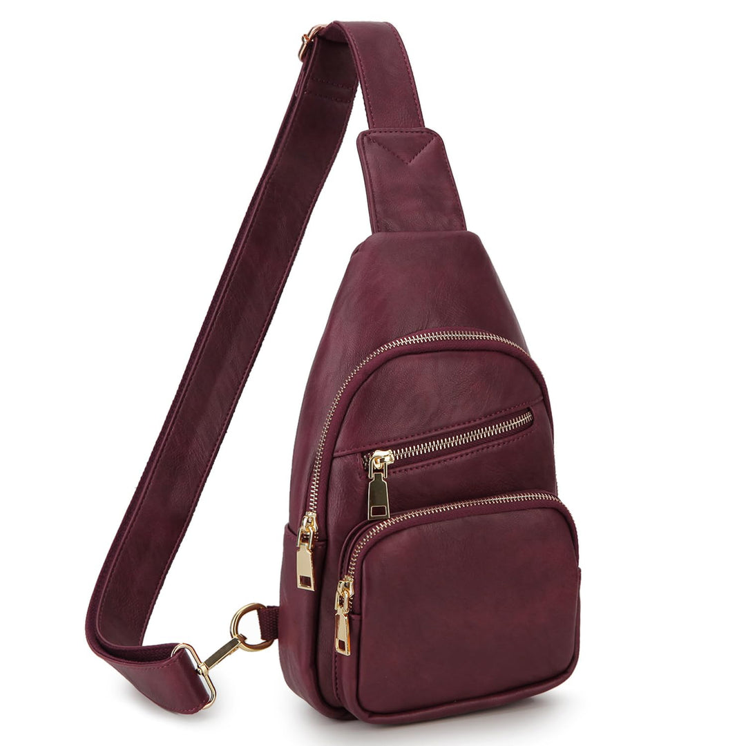 VX VONXURY Sling Bag Klein, Vegan Leder Brusttasche Schultertasche Umhängetasche Damen mit Breiten G
