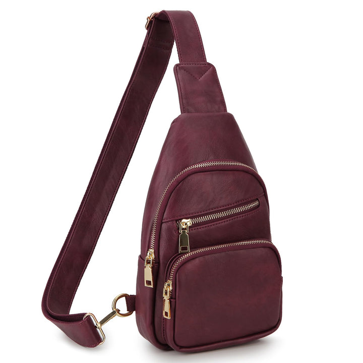 VX VONXURY Sling Bag Klein, Vegan Leder Brusttasche Schultertasche Umhängetasche Damen mit Breiten G