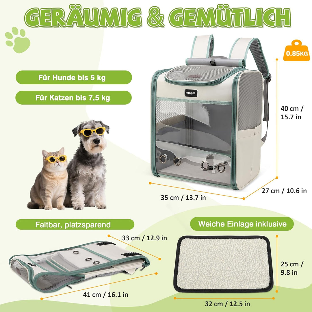ALLSOPETS Katzenrucksack grosse Katzen, Faltbarer Hunde- und Katzen Rucksack, Atmungsaktive Tragetas