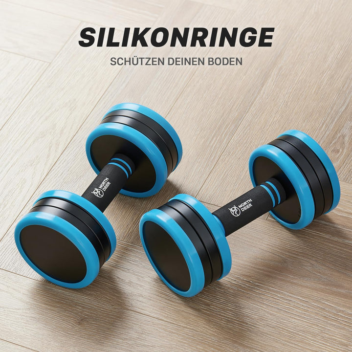 Northdeer 2in1 Set Verstellbar Stahl Kurzhanteln Langhanteln 10kg 2er Set - Ultrakompakte Gewichte 2