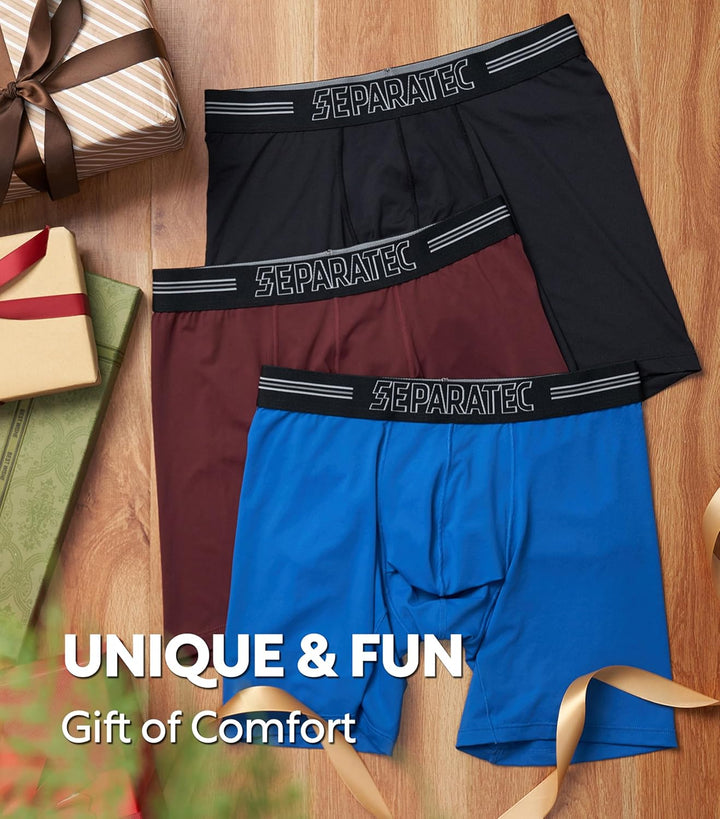 Separatec Boxershorts Herren 3er-Pack Sport Schnell trocknend Doppelbeutel Dual Pouch Unterhosen Män