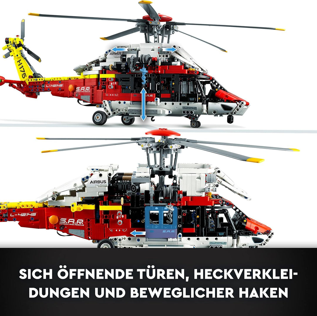 LEGO 42145 Technic Airbus H175 Rettungshubschrauber, Modellbausatz für Kinder, drehbare Rotoren und
