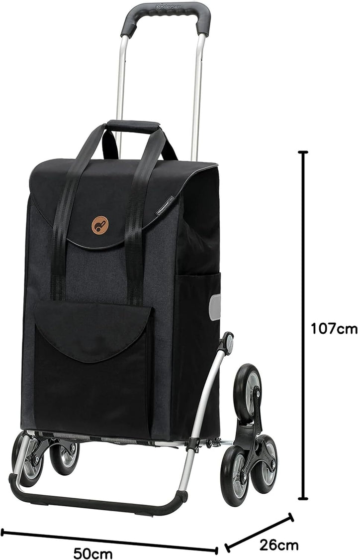 Andersen Shopper Treppensteiger Royal Alu klappbar mit Rad Ø 3 x 13 cm und 49 Liter Tasche Senta sch