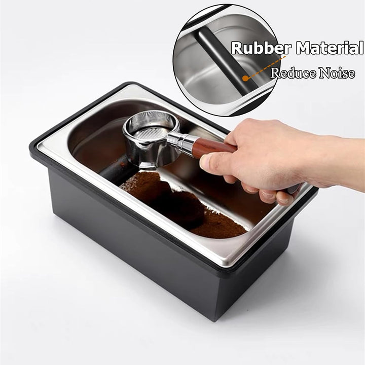 Abklopfbehälter, Abschlagbehälter, Espresso-Klopfbox, Edelstahl-Kaffee-Klopfbox, mit geräuschreduzie