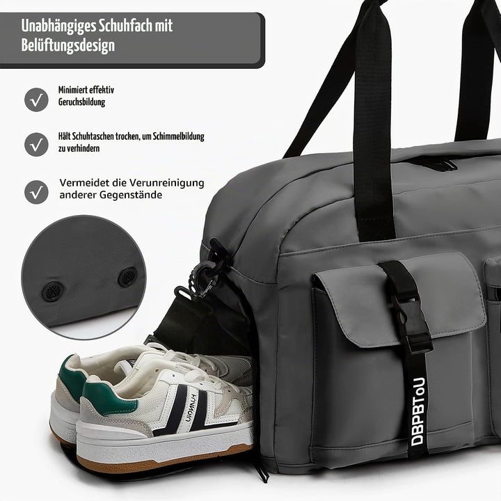 Sporttasche Damen Herren, Reisetasche mit Schuhfach, Trainingstasche mit Nassfach, wasserdichte Week