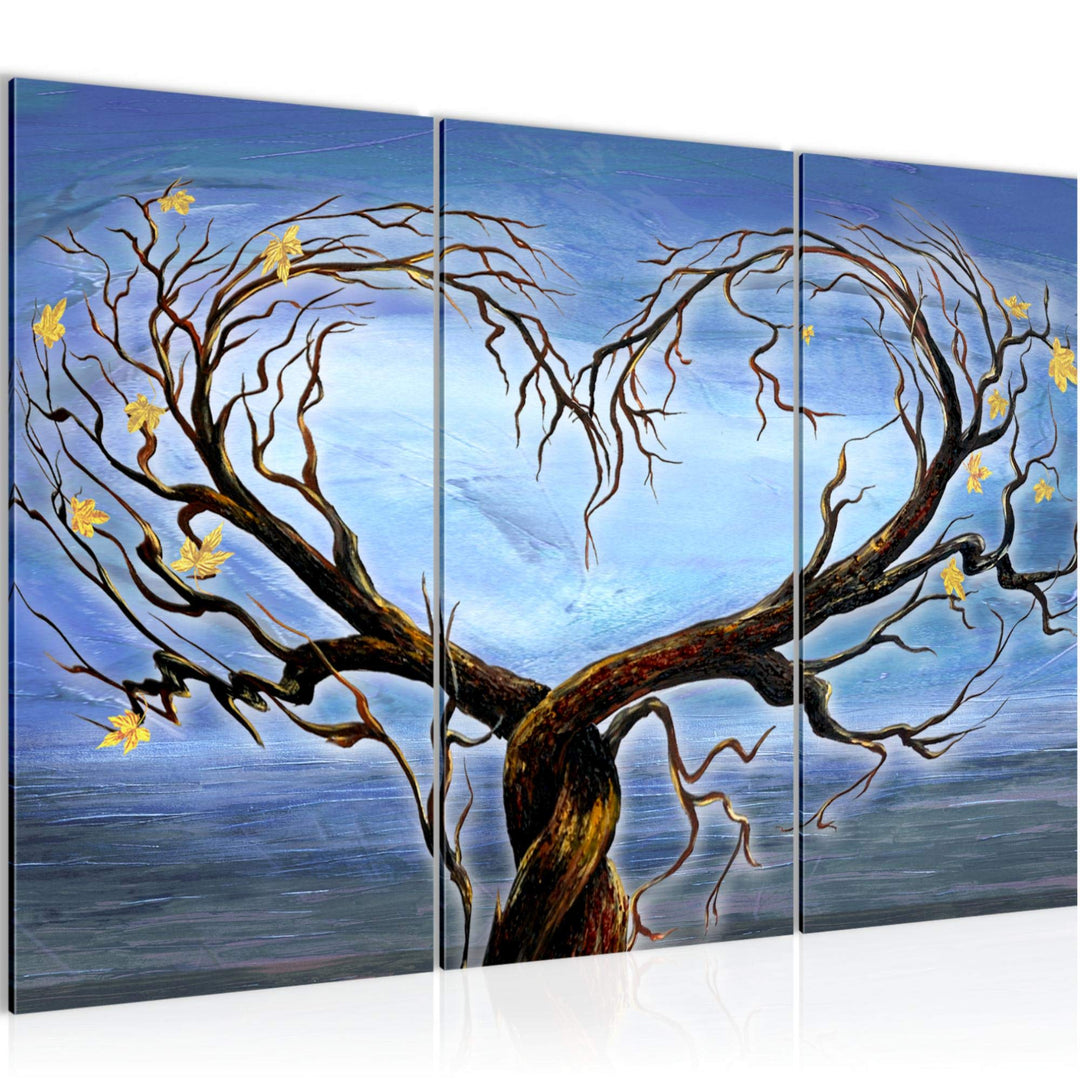 Runa Art Wandbilder Herz Baum Bild XXL Wohnzimmer Schlafzimmer Blau Natur Wasser 120 x 80 cm 3 Teili