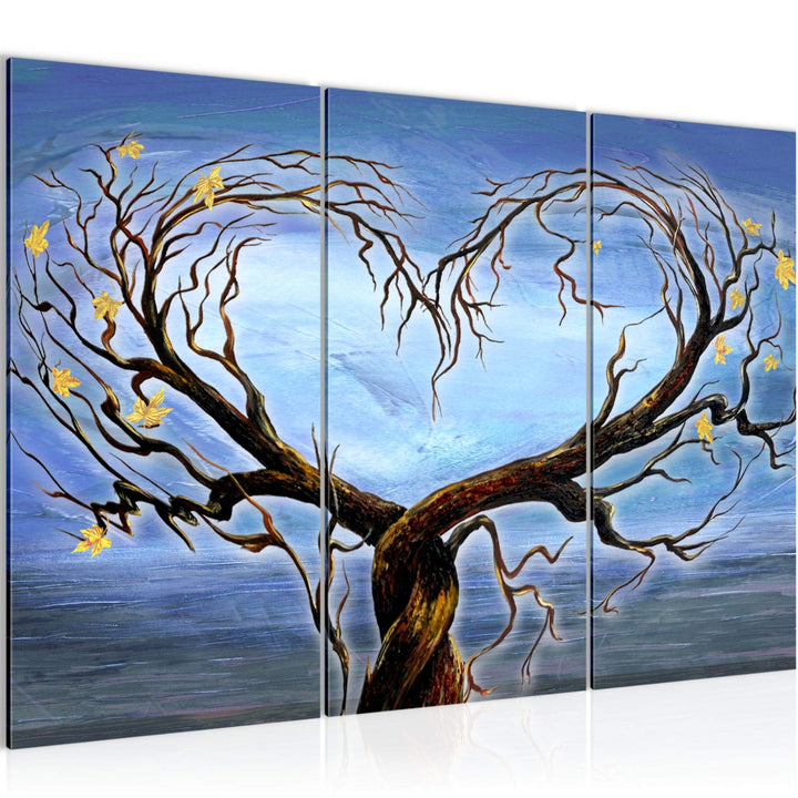 Runa Art Wandbilder Herz Baum Bild XXL Wohnzimmer Schlafzimmer Blau Natur Wasser 120 x 80 cm 3 Teili