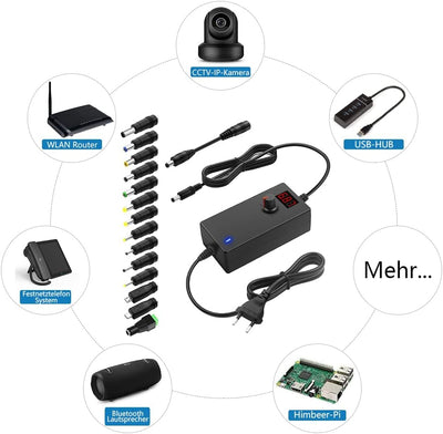 SHNITPWR Universal 3V~12V Steckernetzteil 24W 2A Netzteil Adapter 100~240V AC bis DC 3V 5V 6V 9V 12V