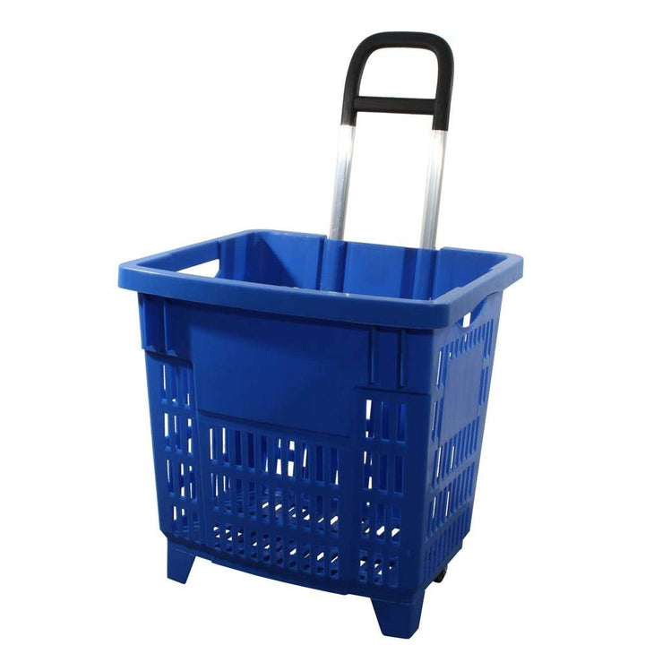 GERSO Einkaufstrolley 55 Liter blau mit Rollen ABS-Kunststoff Einkaufskorb fahrbar