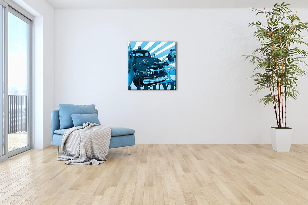 deyoli Feuerwehr Illustration Format: 40x40 Effekt: Zeichnung als Leinwandbild, Motiv auf Echtholzra