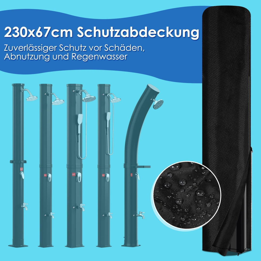 Solardusche Bogen, 35 Liter Gartendusche inkl. Schutzhaube und 360° Duschkopf, Einstellbare Temperat
