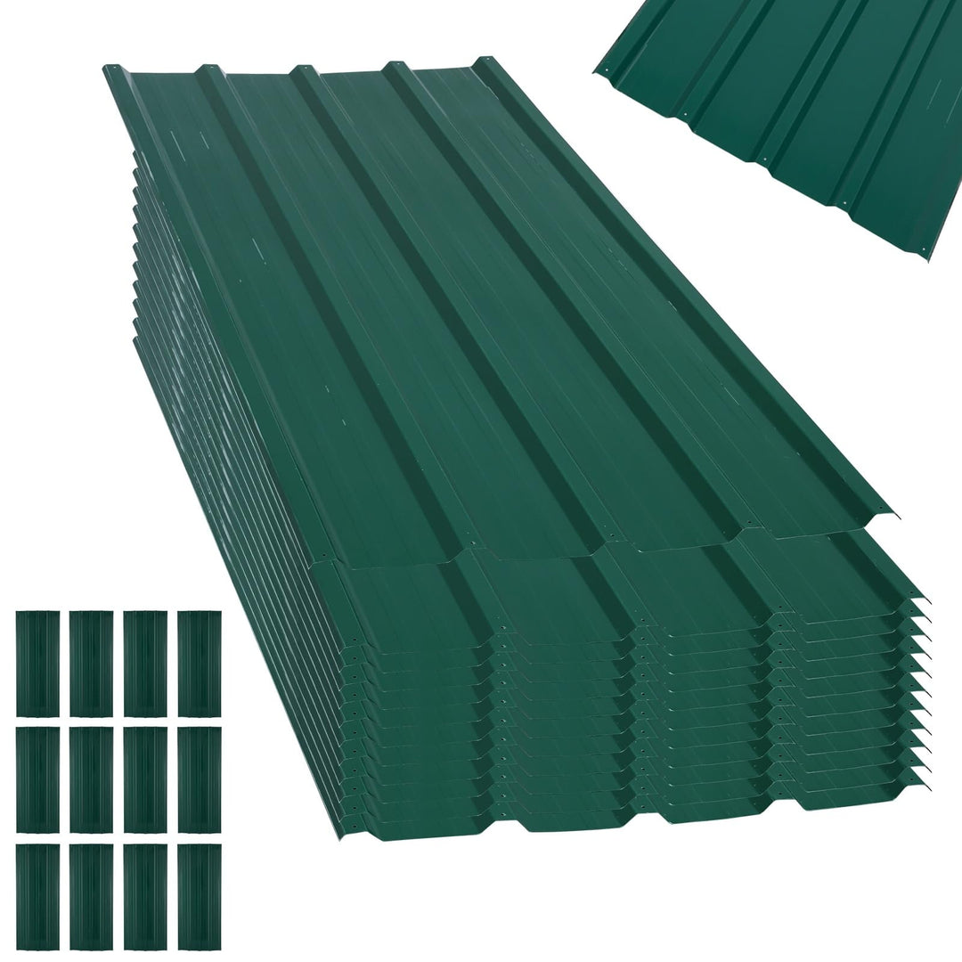 12 Stück Verzinkter Stahl Wellblech, 110 x 42cm 11 m² Dachplatten, Einfach zu Montieren, Wellblechpl