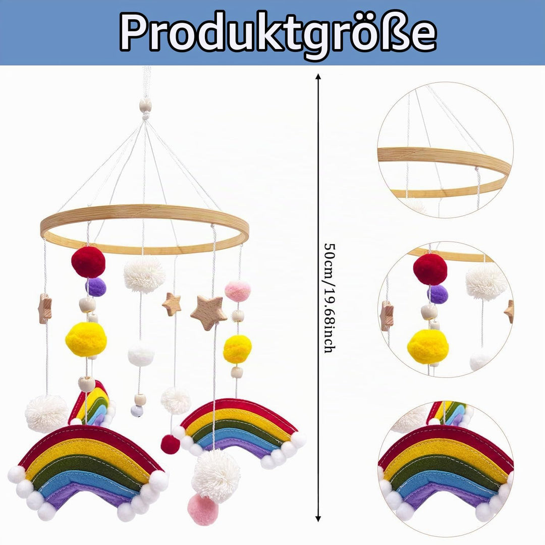 Filz Bettglocke,Regenbogenförmige Bettglocke,Mobile Holz,FilzBettglocke,Mobile Wickeltisch,Niedliche
