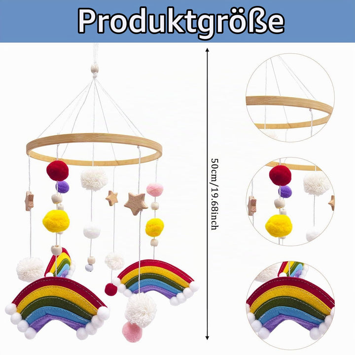 Filz Bettglocke,Regenbogenförmige Bettglocke,Mobile Holz,FilzBettglocke,Mobile Wickeltisch,Niedliche
