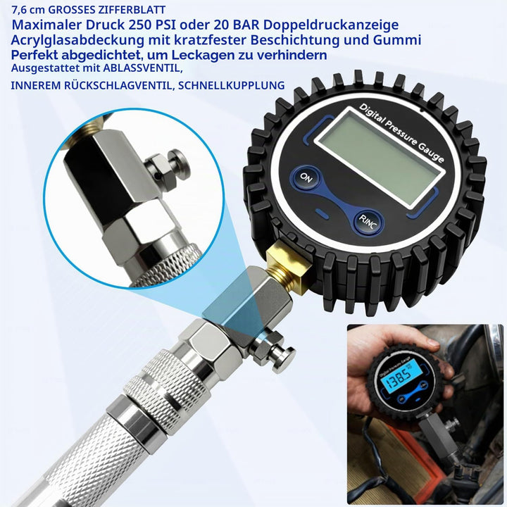 ZKTOOL Kfz-Kompressionstester, Digitales Kompressionsmessgerät 250 PSI, Motorzylinder-Kompressionste