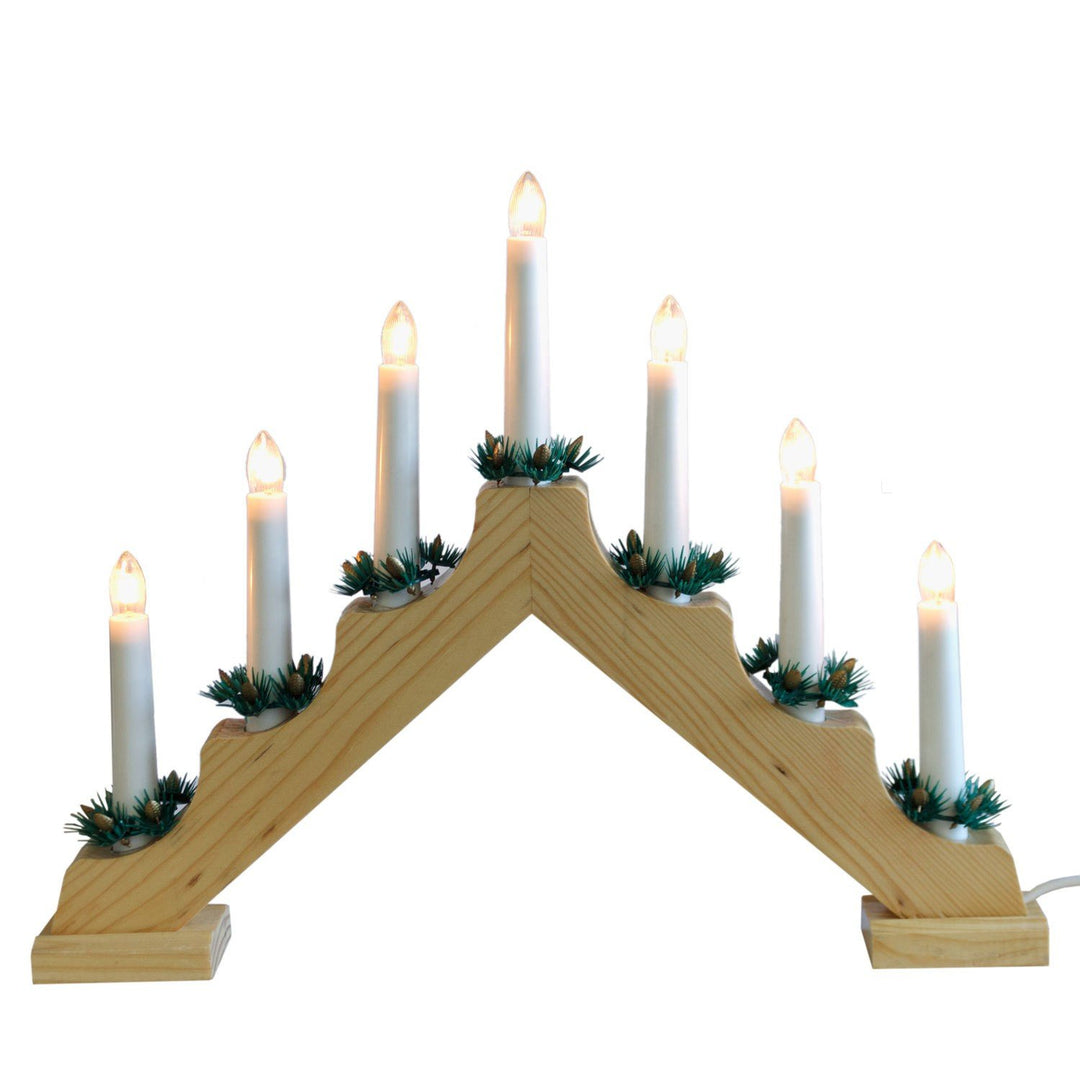 Kerzenbrücke mit 7 Lichtern, Natur, Lichterbogen Schwibbogen weihnachtliche Lichterdeko Indoor Dekor