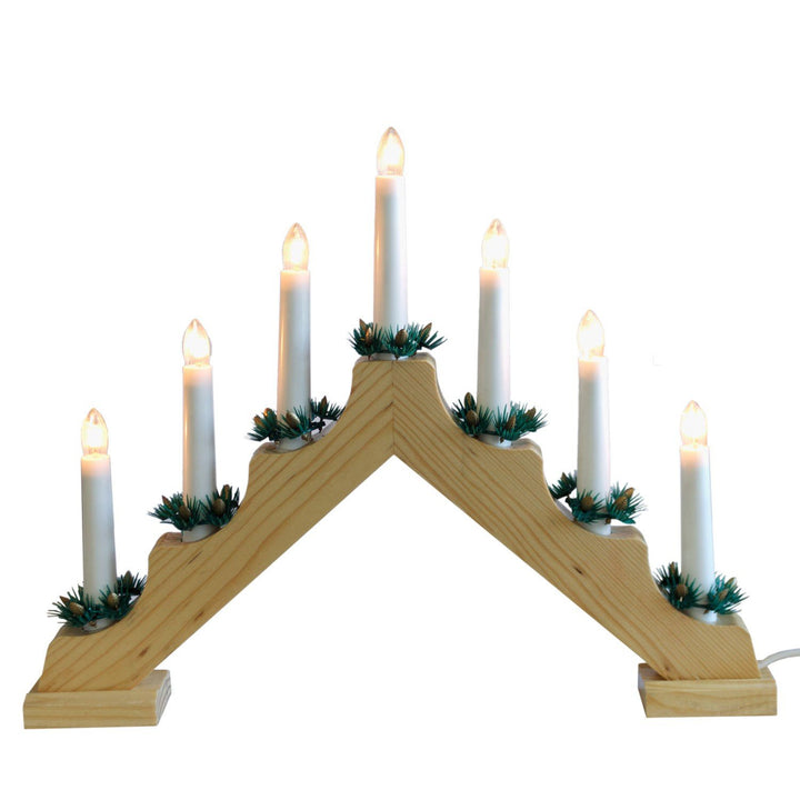 Kerzenbrücke mit 7 Lichtern, Natur, Lichterbogen Schwibbogen weihnachtliche Lichterdeko Indoor Dekor
