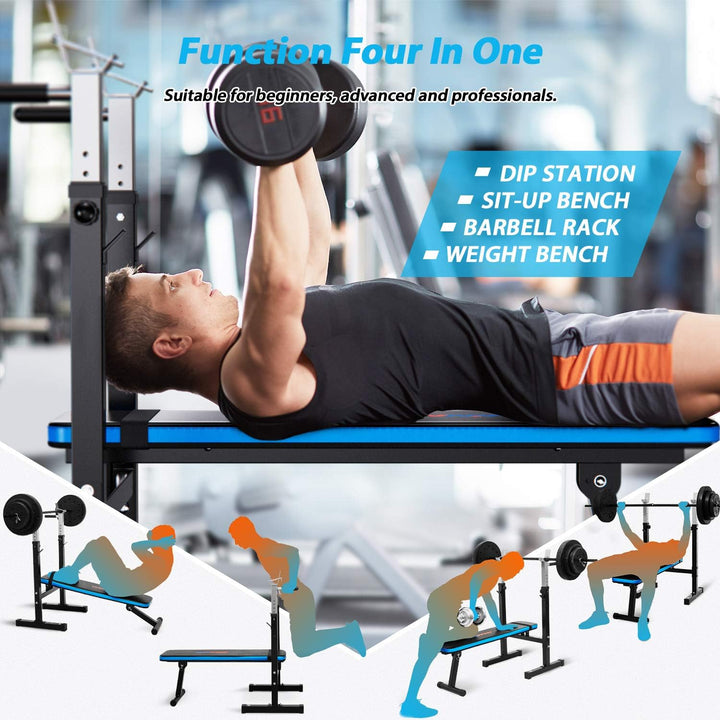 WINNOW Verstellbare Hantelbank mit Dip-Station Klappbare Schwerlast Gewichtheben Bank Heimtraining F