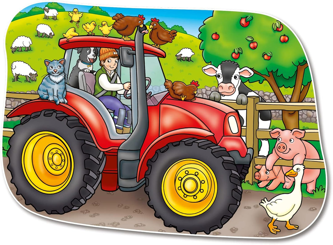 Orchard Toys Big Tractor Jigsaw Puzzle, 25-Piece Farm Themed Shaped Puzzle for Ages 3-6, Includes Po