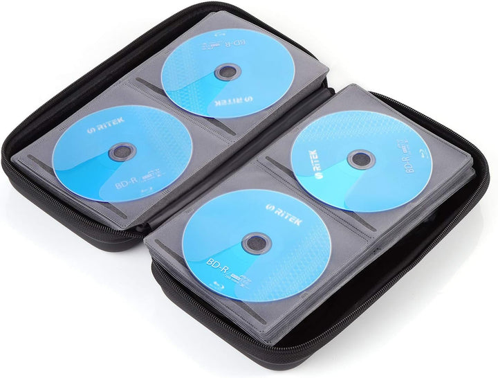 KUOCDSIK CD Tasche, 96 Kapazität Hart Eva Blu-ray CD-Brieftasche Doppelreissverschluss Handschlaufe