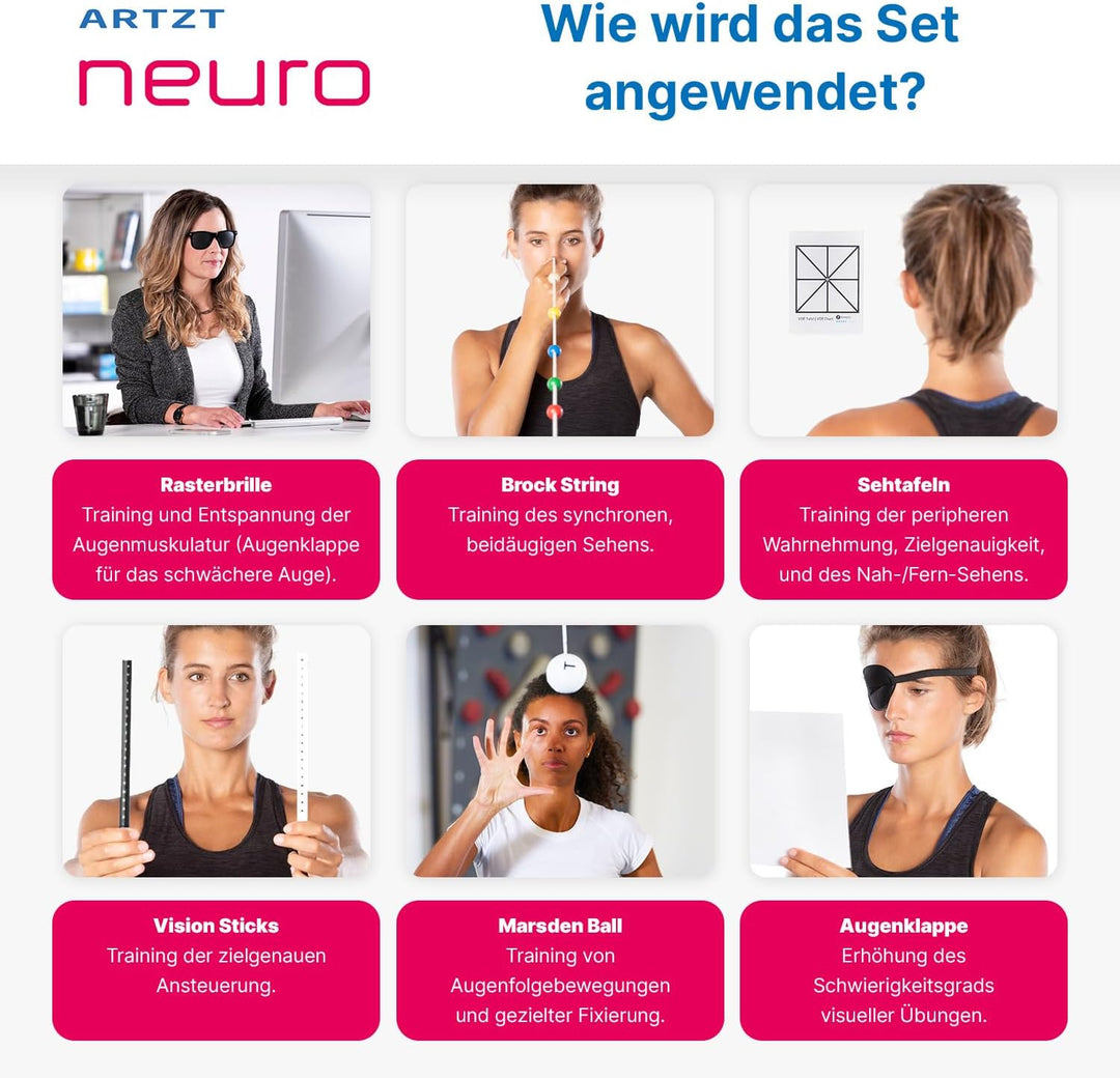 Starter Set | Neuroathletiktraining für besseres Sehen, Reflexe & Fokus | Inklusive Sehtafeln, Brock