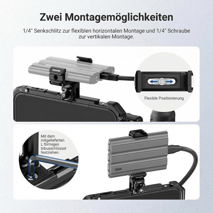 NEEWER Quick Release SSD Halterung für Handykäfig, 55–75mm, PA129, schwarz