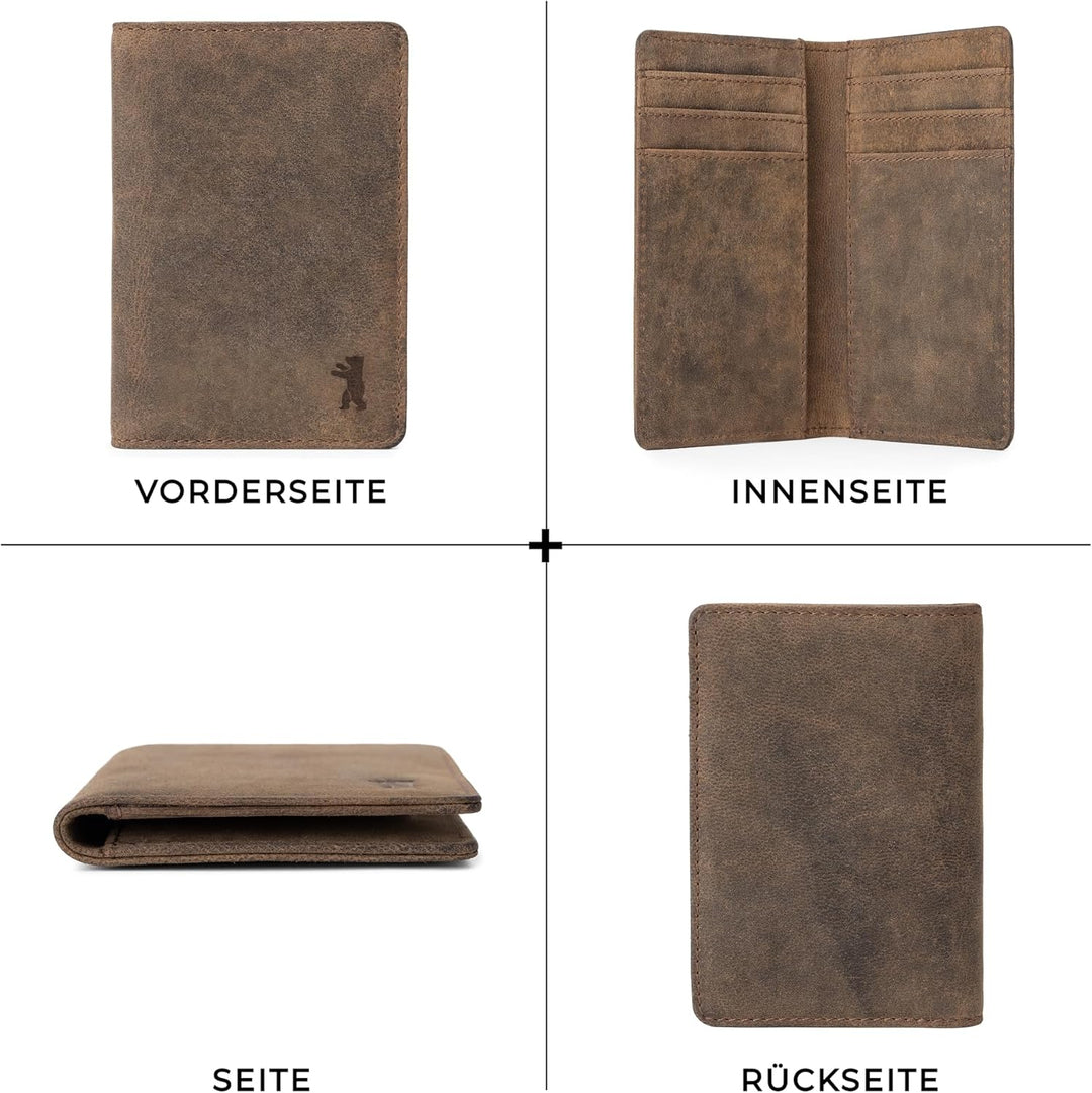 Berliner Bags Vintage Kartenetui Porto, Geldbörse aus Leder mit TÜV-geprüftem RFID-Schutz, Geldbeute