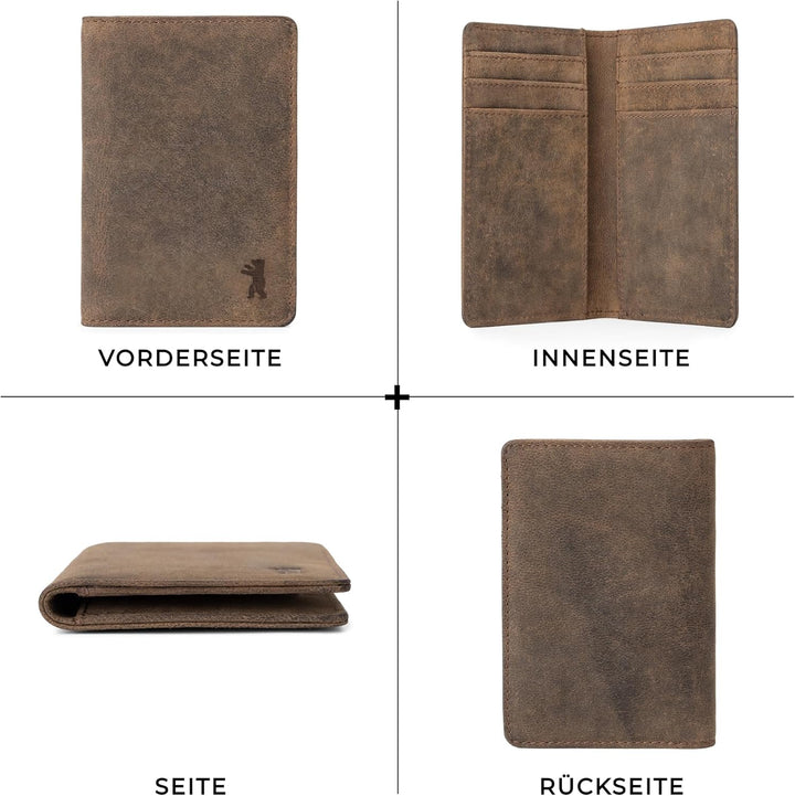 Berliner Bags Vintage Kartenetui Porto, Geldbörse aus Leder mit TÜV-geprüftem RFID-Schutz, Geldbeute