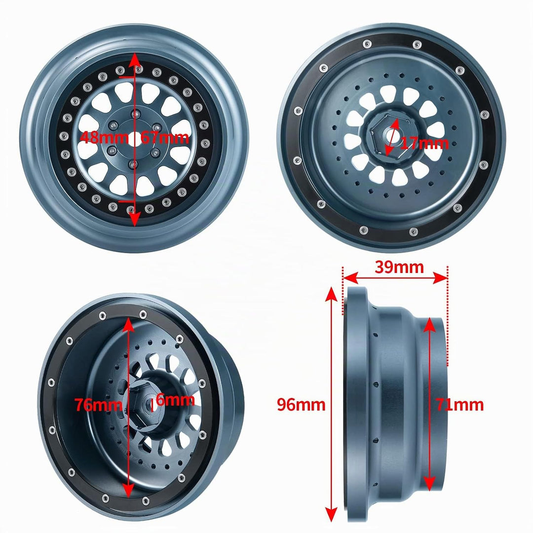 4 Stück Alumium Beadlock Felgennabe für UDR Unlimited Desert Racer 1:7 Upgrade Teile