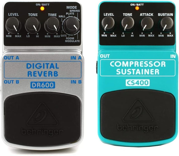 Behringer Digital Reverb DR600 Reverb Effektpedal & Compressor/Sustainer CS400 Ultimatives Dynamik-E