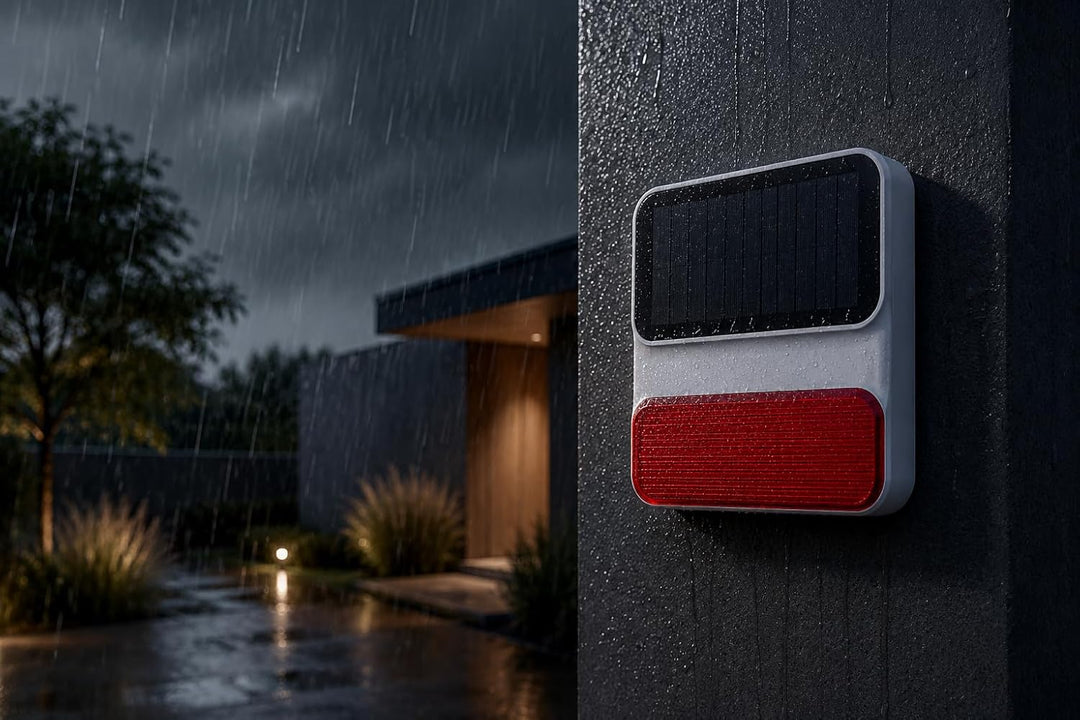 DAEWOO Outdoor Solar Wireless Sirene WOS501S für DAEWOO SA501 Alarme mit Akku-Backup, Schallleistung