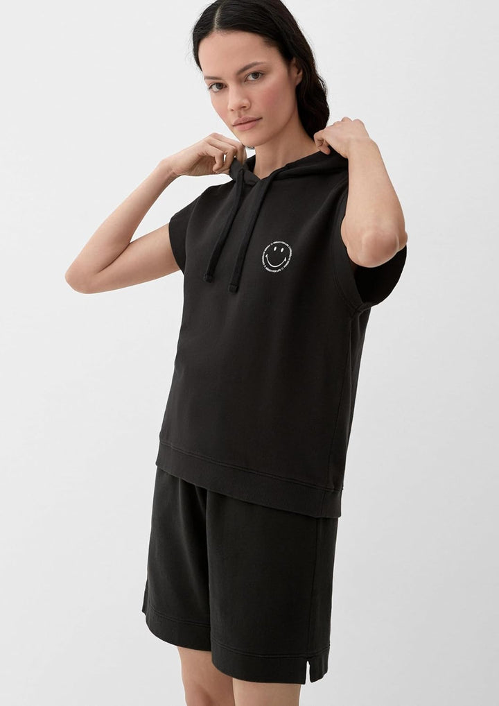 s.Oliver Kurzarm-Sweatshirt mit Smiley®-Print 36 9999_schwarz, 36 9999_schwarz