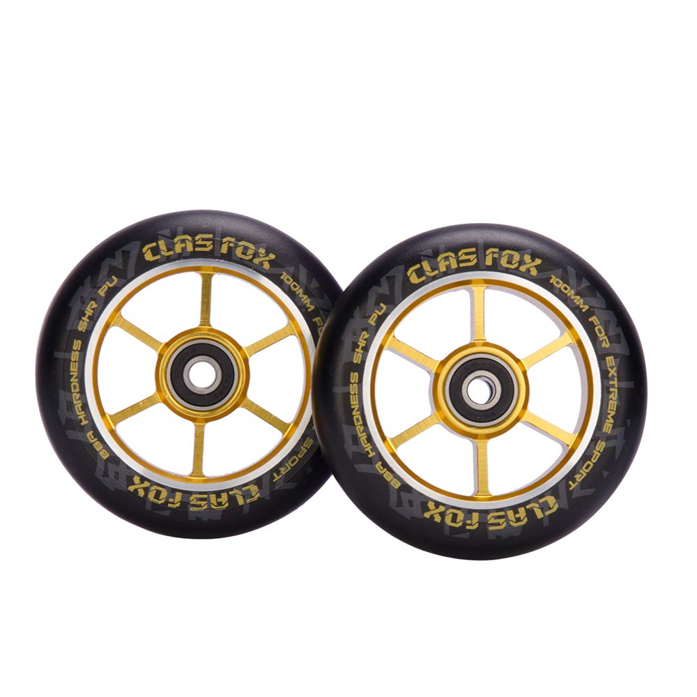 CLAS FOX Pro Stunt Scooter Rollen Roller Räder Wheels 100mm EIN Paar mit ABEC-9 Kugellager CNC Metal