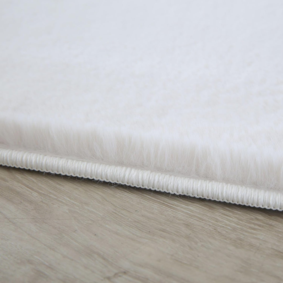 Carpetsale24 Teppich Wohnzimmer Einfarbig Modern Design 160 x 230 cm Creme - Hochflor Teppich Schlaf