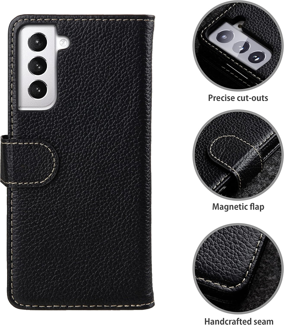 STILGUT Talis kompatibel mit Samsung Galaxy S21 Plus 5G Hülle mit Kartenfach aus Leder, Flip Cover,