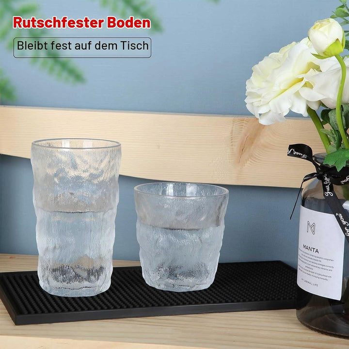 4 Stück 15 x 30cm Bar Matte, Schwarz Gummi Abtropfmatte, Bar Service Matte Barmatte rutschfest für B