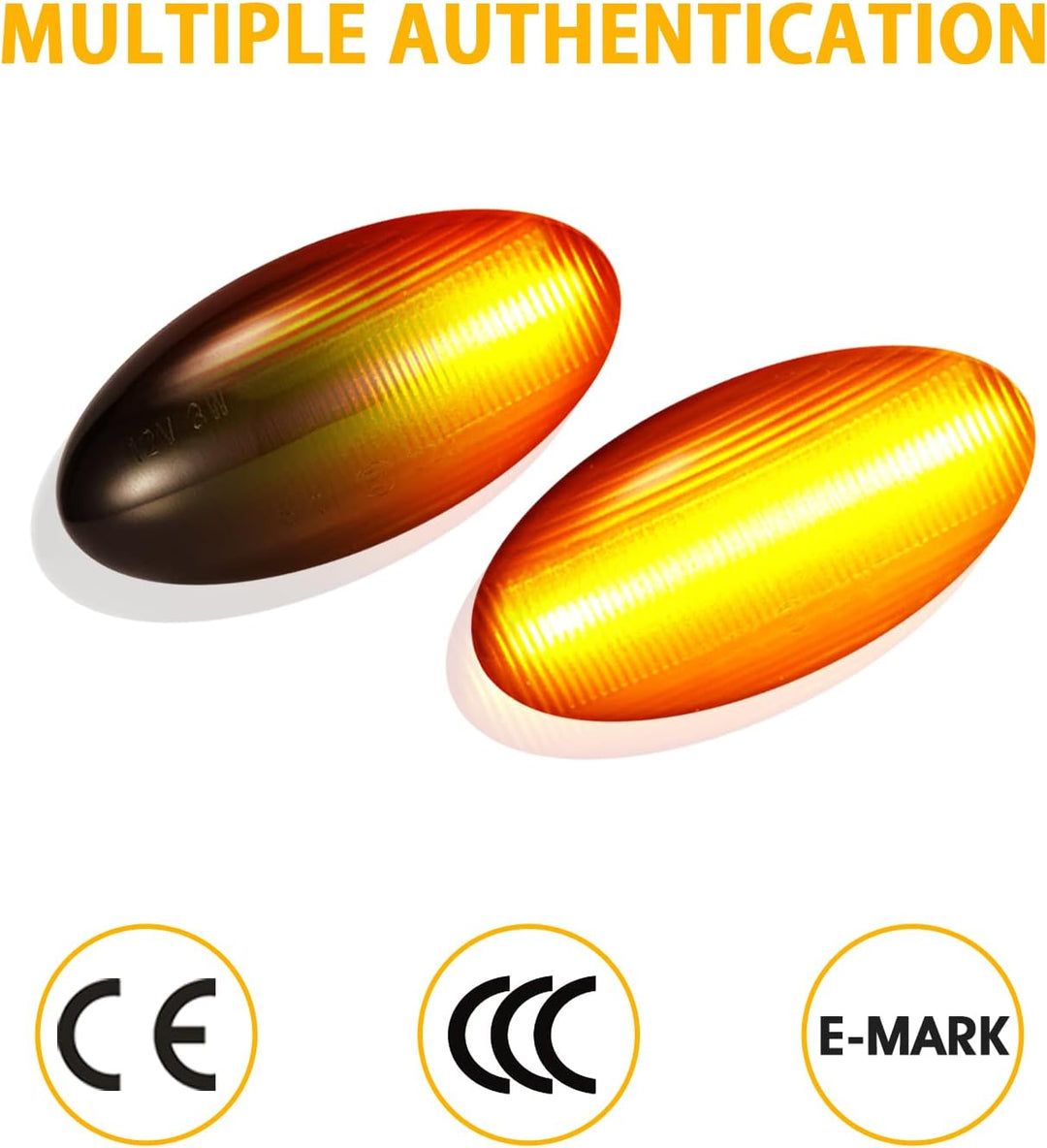 Asasytal Blinker Seitenblinker, 12v Seitenblinkleuchten Set, Kotflügel-Blinker mit E9 Zulassung Oran