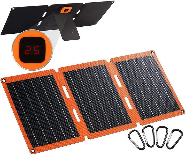 revolt Solar Panel USB: 21-Watt-Solarpanel-Ladegerät, USB-C/-A, je 2,4 A, faltbar, IP65, ETFE (Solar