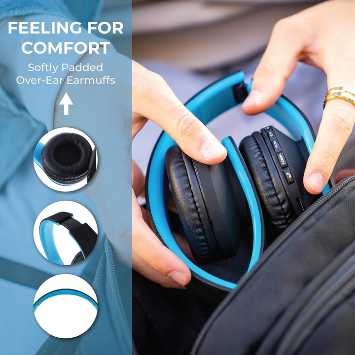 PowerLocus Bluetooth Kopfhörer Over Ear, Kabellose Kopfhörer, HiFi Stereo, Faltbare Kopfhörer mit Mi