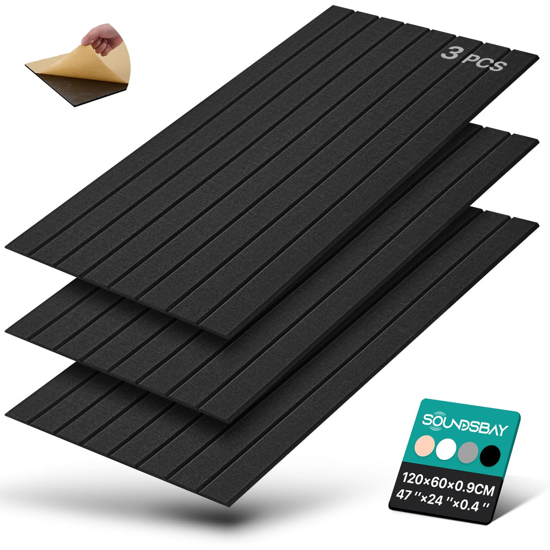 Soundsbay Akustikpaneele Selbstklebend, 2.16m²-3 Stück, 120×60×0.9cm Akustikplatten Wandpaneele für