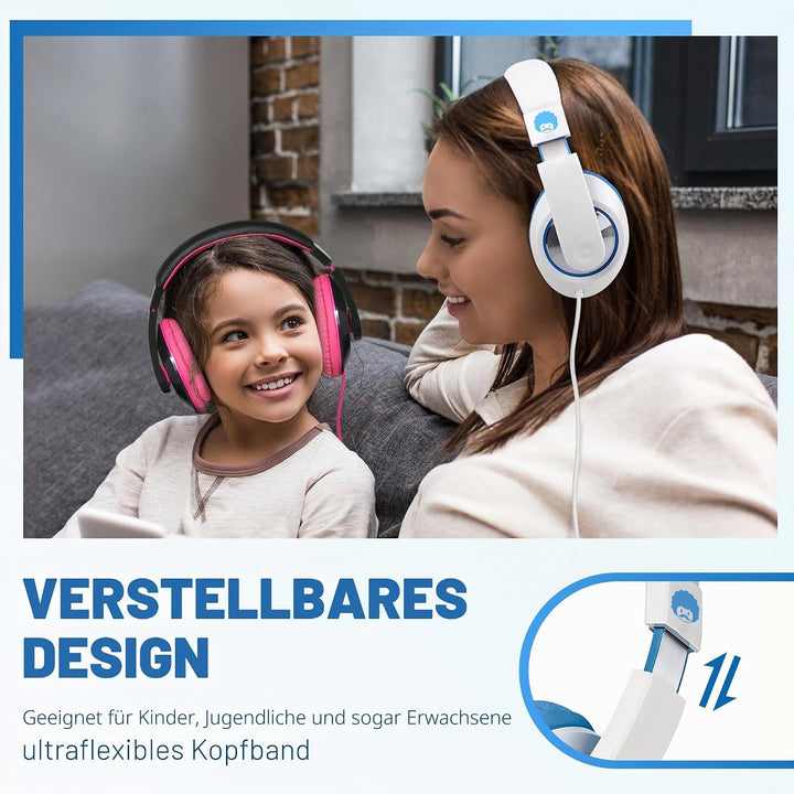 RockPapa Comfort Kinder Kopfhörer für Schule Jungen, Kopfhörer Kinder mit Kabel, Einstellbar, Stereo